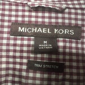 Michael Kors Men's Checkered Dress Shirt - Burgundy and White